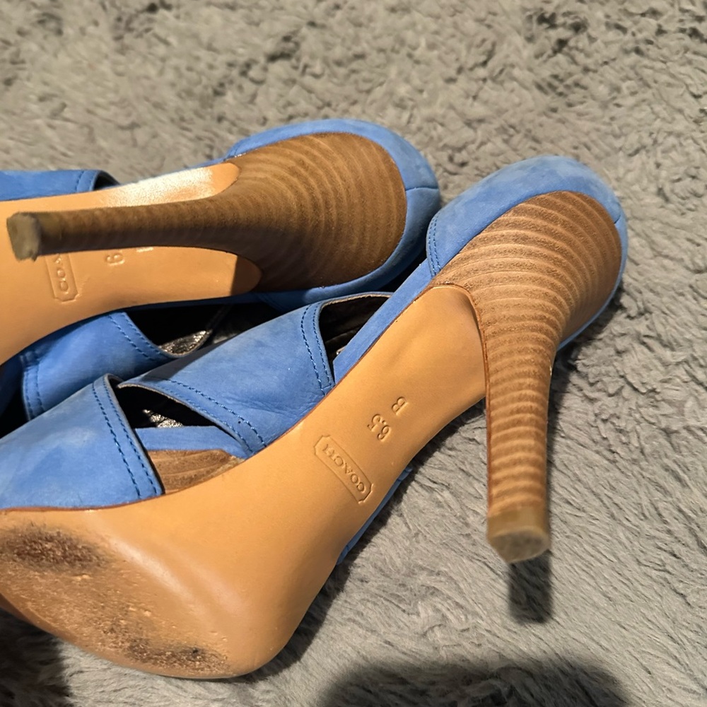 Coach Blue Open-Toe Heels - Picture 5 of 16